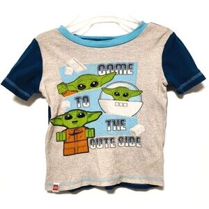 Toddler 4T Blue Baby Yoda Pajama Shirt Star Wars Short Sleeve Sleep Tee